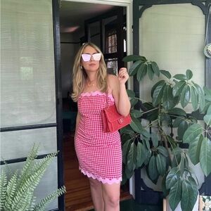 Olivia Rubin Ariana Gingham Mini Dress Ric Rac Trim